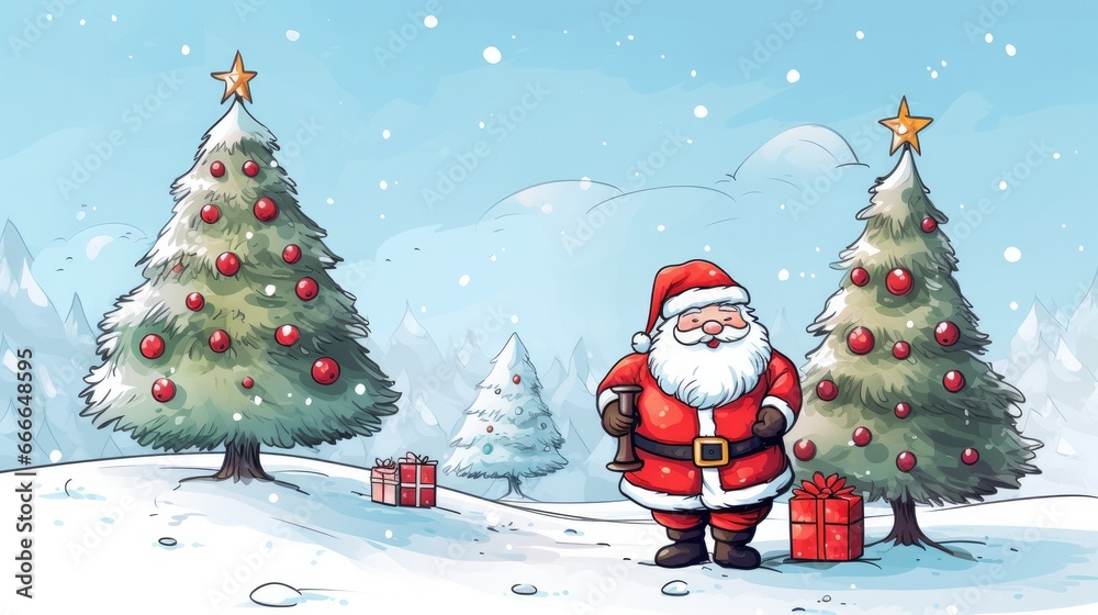 Santa Claus and Christmas tree Santa Claus and Christmas tree