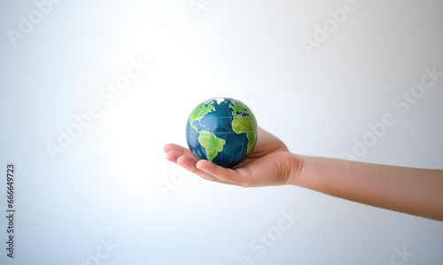 human hands holding earth globe.Earth day concept.