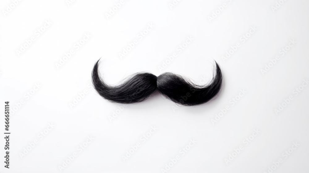 Close up of Black moustache on white background. Close up of Black moustache on white background.