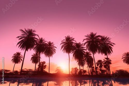 Palm Trees During Pink Sky Sunset © Maqsudxon
