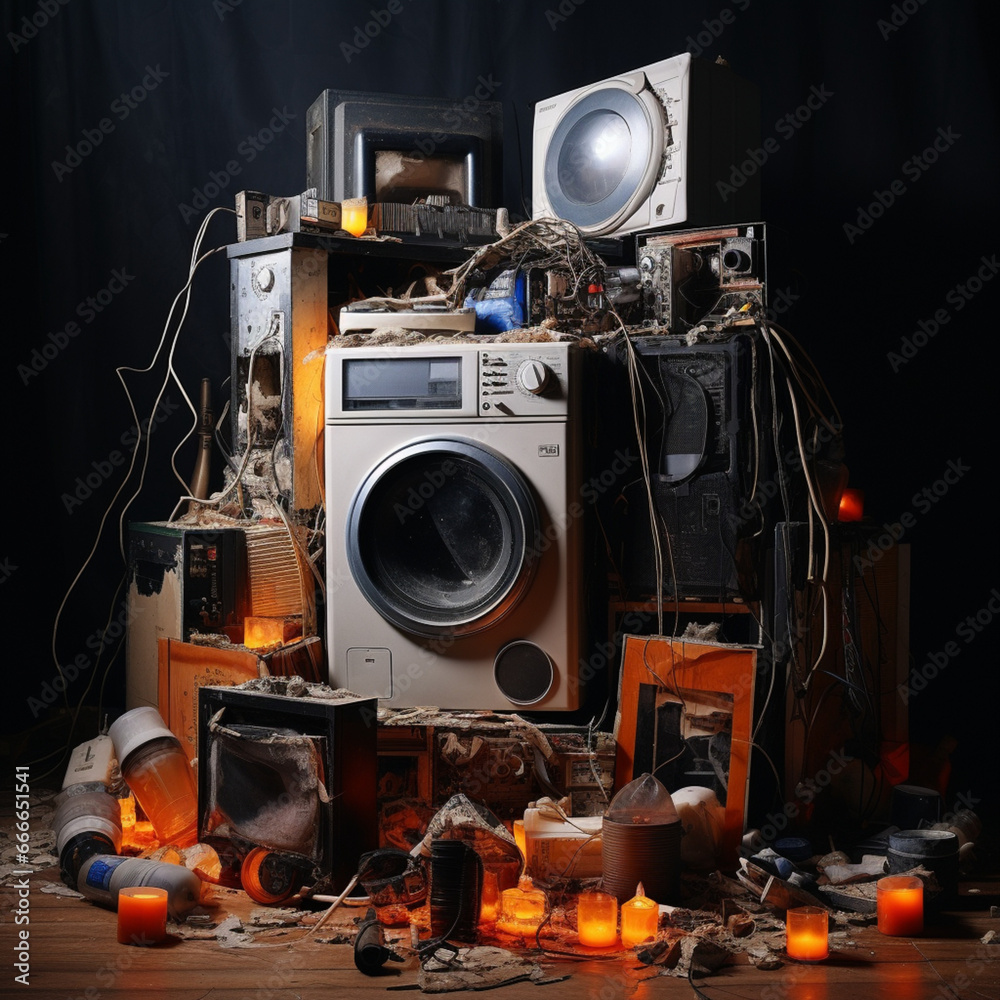 Old and broken appliances.