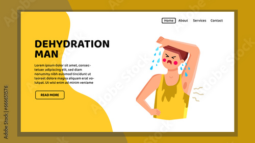 heat dehydration man vector. hot dehydrated, thirst person, thirsty water heat dehydration man web flat cartoon illustration