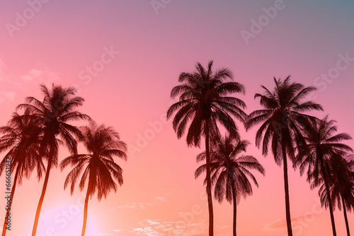 Palm Trees During Pink Sky Sunset