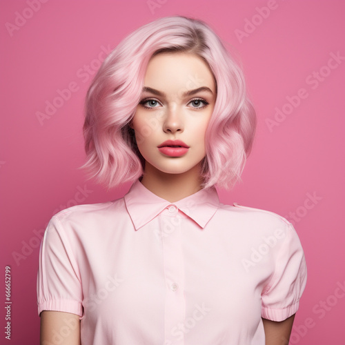 Woman on a pink background.