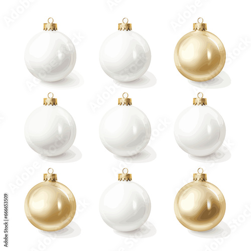 White and gold christmas baubles vector design set