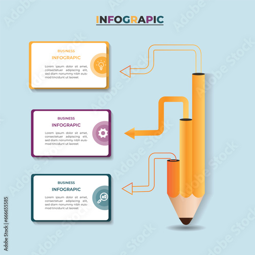 Education pencil Infographics template with 3 ways
