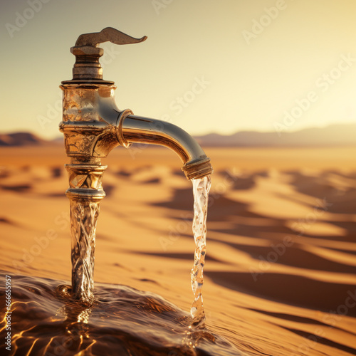 Tap with water in the desert.