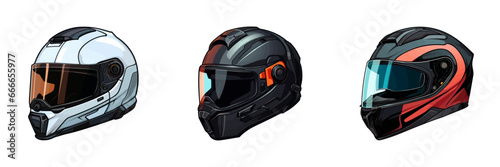 Cartoon motorcycle helmet. Vector illustration photo
