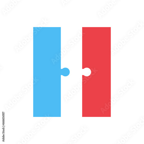 Two separate puzzle pieces. 