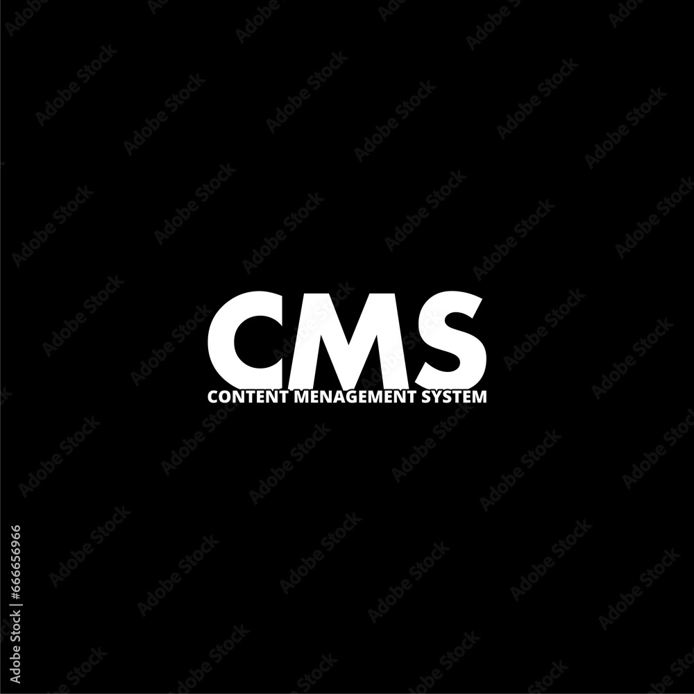 CMS Content Management System banner isolated on black background