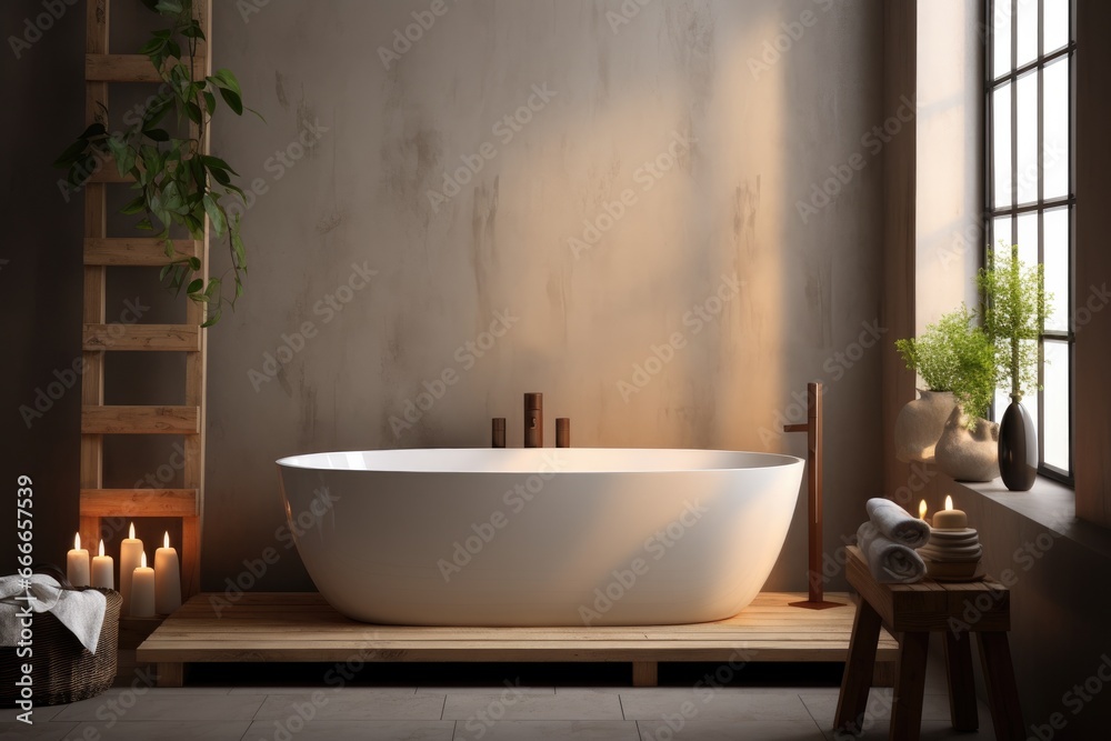 Luxury bathroom interior decorate with minimal design. Generative AI