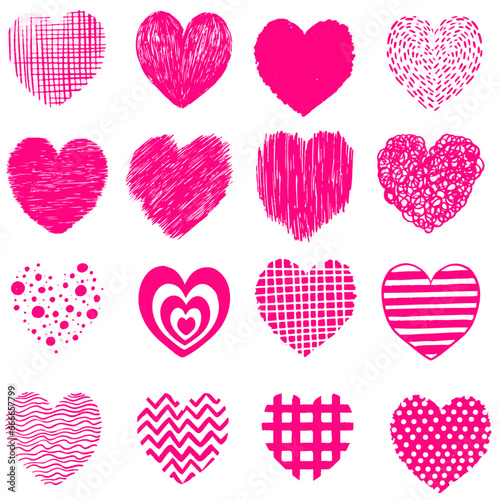 set of hearts. Hand drawn. vector. Design elements for Valentines day.