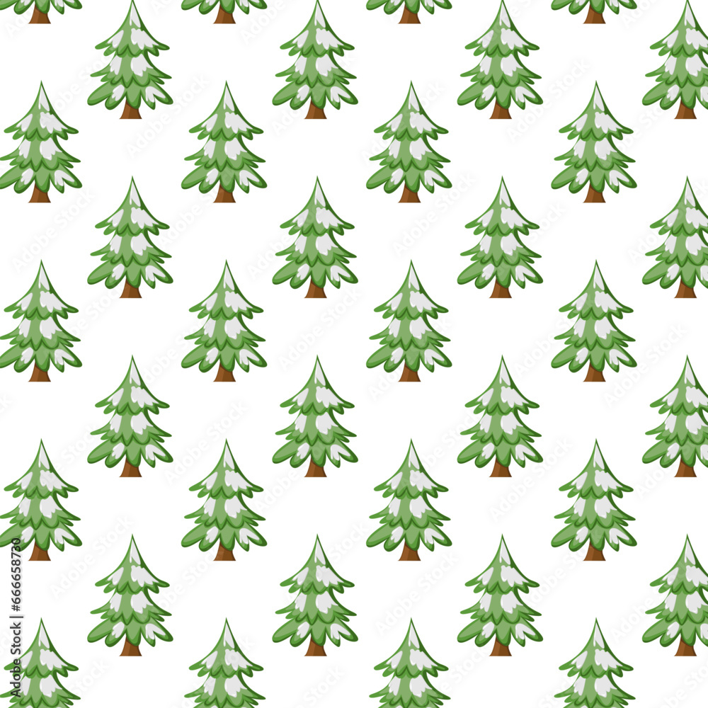 Seamless pattern trees in flat style. Fir tree. Design concept for kids textile, fashion print, wallpaper, packaging