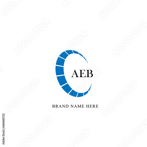 AEB logo. A E B design. White AEB letter. AEB, A E B letter logo design. Initial letter AEB linked circle uppercase monogram logo. photo