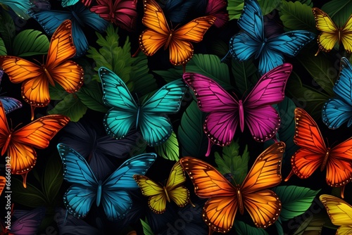Patterned Colorful butterflies insects. Colorful room collection. Generate Ai