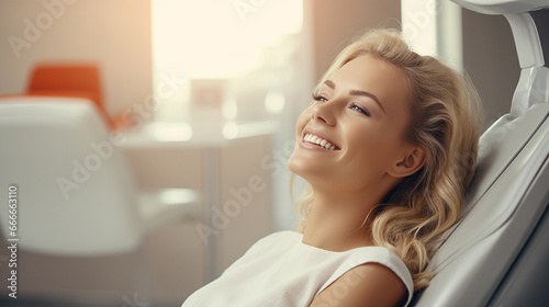 Free Download woman sitting smiling in dentist chair  - GFXLoad