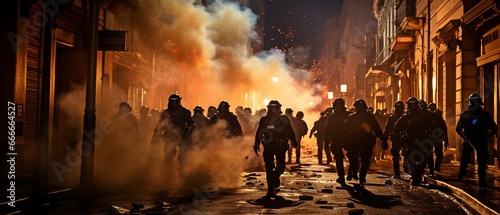 Tear gas-filled clashes in the streets as police fend off protesters.