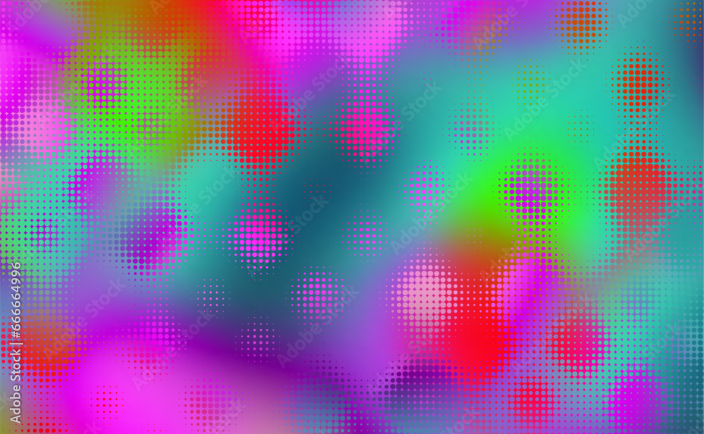 Abstract defocused horizontal background with pop art halftone dots. Vector image.