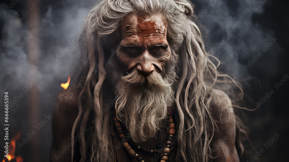 Aghori Baba close up portrait Aghori Baba close up portrait