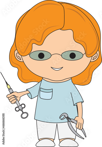 Illustrations medical personnel, doctor, nurse, health, medicine. Medical characters. Cute doctors, stomatologs and nurses. Men and women are avatars. Vector flat illustration.