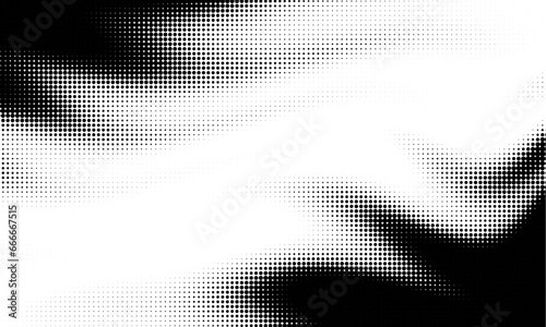 Monochrome gradient halftone dots background. Vector illustration. Big wave