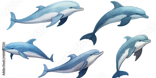 Fototapeta an assortment of dolphins as an isolated and transparent PNG in a Nature-themed, photorealistic illustration. Generative ai