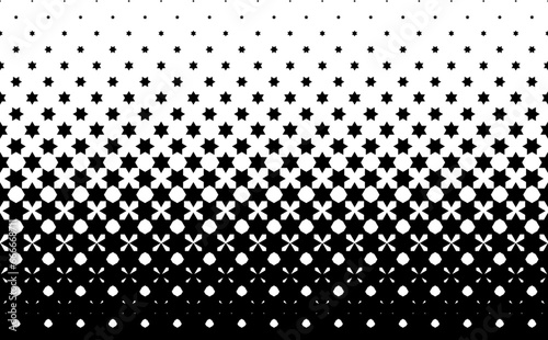 Diminishing stars . Geometric pattern in arabic style on a white background. Seamless in one direction. Average fadeout