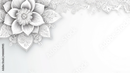 Mandala floral design black and white template copy space