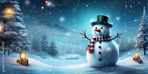 Snowman Christmas celebrating background concept featuring a festive and magical scene © AI Farm