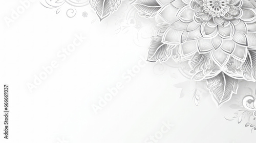 Mandala floral design black and white template copy space