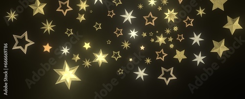 Celestial Christmas Symphony: Enthralling 3D Illustration of Falling Holiday Starbursts