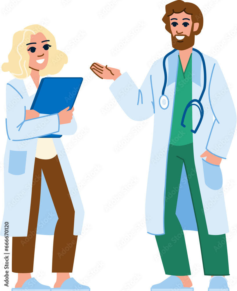 hospital healthcare professionals at work vector. medical clinic, health professional, talking medicine hospital healthcare professionals at work character. people flat cartoon illustration hospital healthcare professionals at work vector. medical clinic, health professional, talking medicine hospital healthcare professionals at work character. people flat cartoon illustration