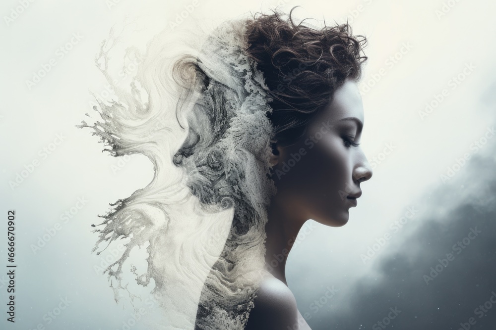 An image of struggling with your inner world. Yin and Yang. Black and white, good and evil An image of struggling with your inner world. Yin and Yang. Black and white, good and evil