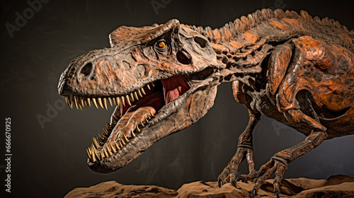 Dinosaur Tyrannosaurus Rex on a dark background © mila103