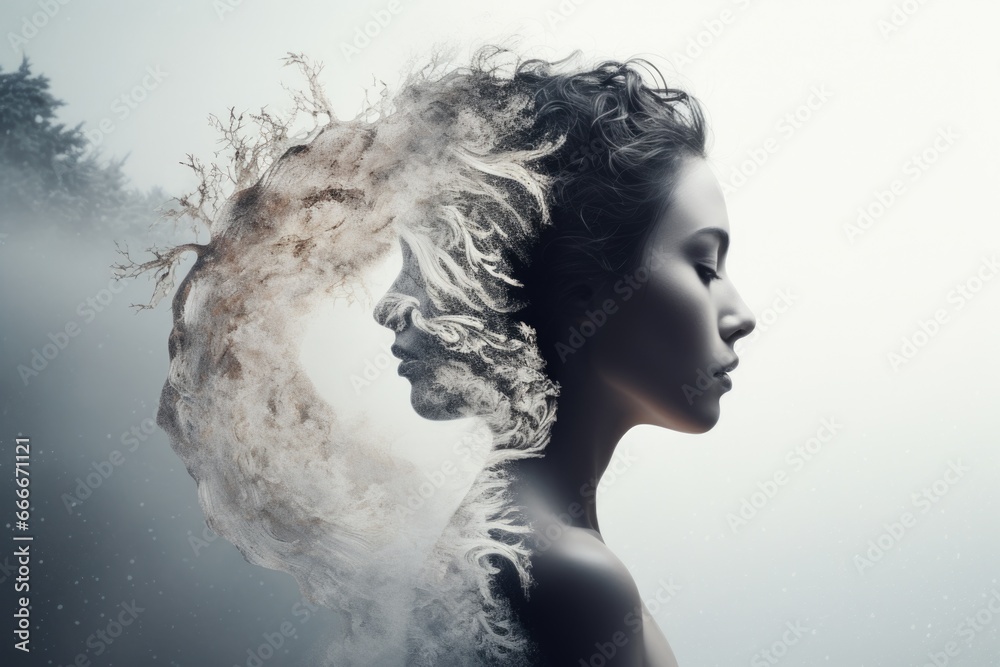 An image of struggling with your inner world. Yin and Yang. Black and white, good and evil An image of struggling with your inner world. Yin and Yang. Black and white, good and evil