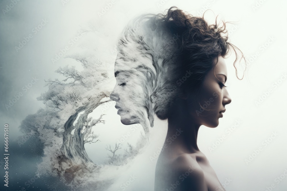 An image of struggling with your inner world. Yin and Yang. Black and white, good and evil An image of struggling with your inner world. Yin and Yang. Black and white, good and evil