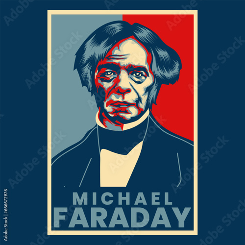 Obraz na plátně Michael Faraday Propaganda Style Poster Vector Illustration