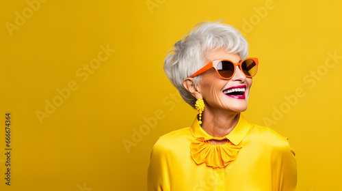 mature woman wearing sunglasses and smiling