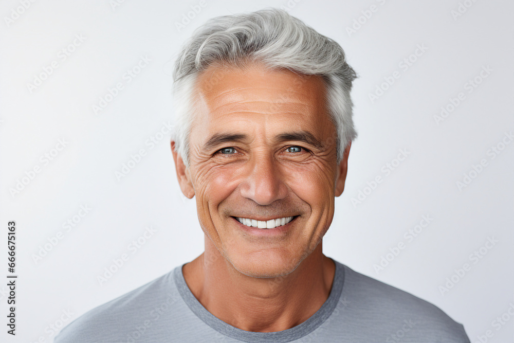 Generative AI picture of cheerful man after whitening teeth procedure in dental clinic isolated on white background Generative AI picture of cheerful man after whitening teeth procedure in dental clinic isolated on white background