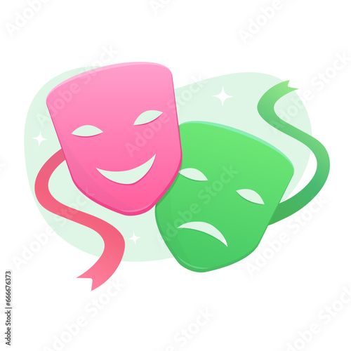 Masks with theatre concept. Theater mask.
