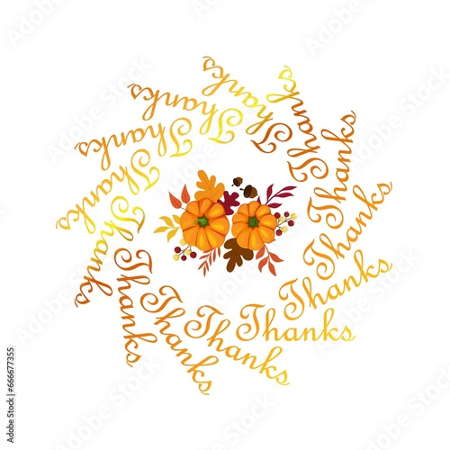Thanks Card for Thanksgiving Day ,Seamless Fractal typography illustration for greeting cards, postcards, stickers, print on demand, slogan tee, logo, web banner and many more ideas. 