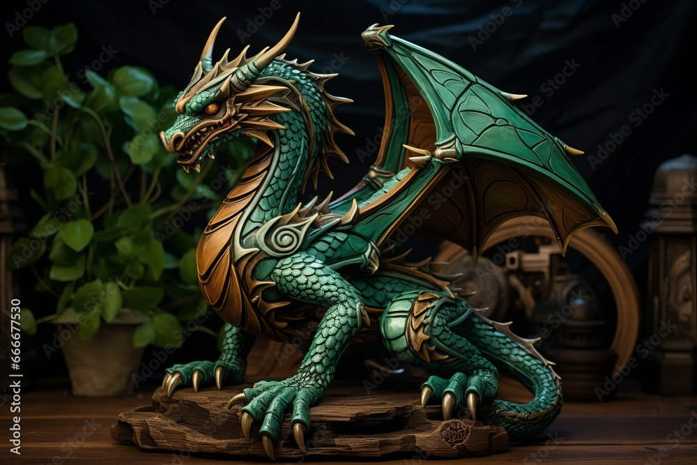 Wooden green dragon. Symbol of next Chinese new year
