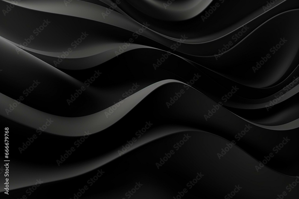 Abstract black wave design. Modern, simplistic 3D backdrop with space for text. Generative AI