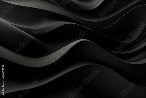 Abstract black wave design. Modern, simplistic 3D backdrop with space for text. Generative AI
