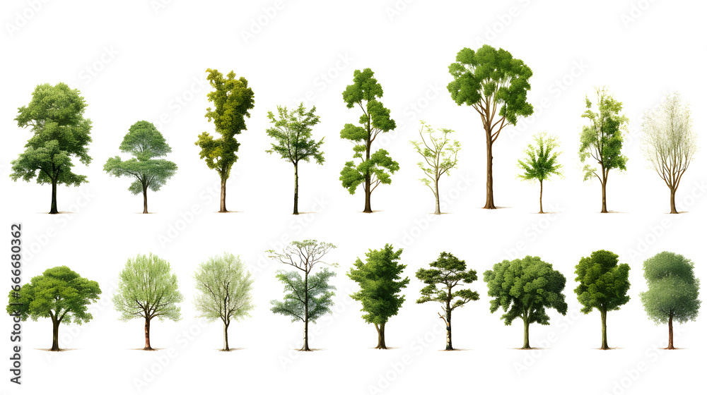 Collection of  Trees Isolated on white background