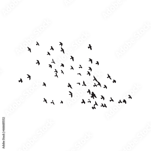 Flock of birds icon. Simple style bird nature poster background symbol. Flock of birds brand logo design element. Flock of birds t-shirt printing. Vector for sticker.