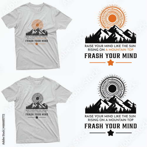 mountain Hill tree sun vector t-shirt design, Buy t-shirt designs, t shirt design template