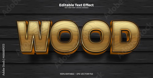 Wood editable text effect in modern trend style photo