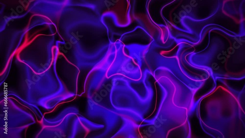 Neon loopable lines blurred gradient with waves effect of purple red violet pink magenta colors on dark background. Backdrop with smooth movement through the whole frame