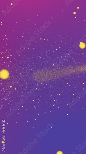 Gold tiny dots glitter on pink purple background that come together to form a space. Vertical abstract stars backdrop party or Christmas holidays Valentine's day and New Year concept with copy space